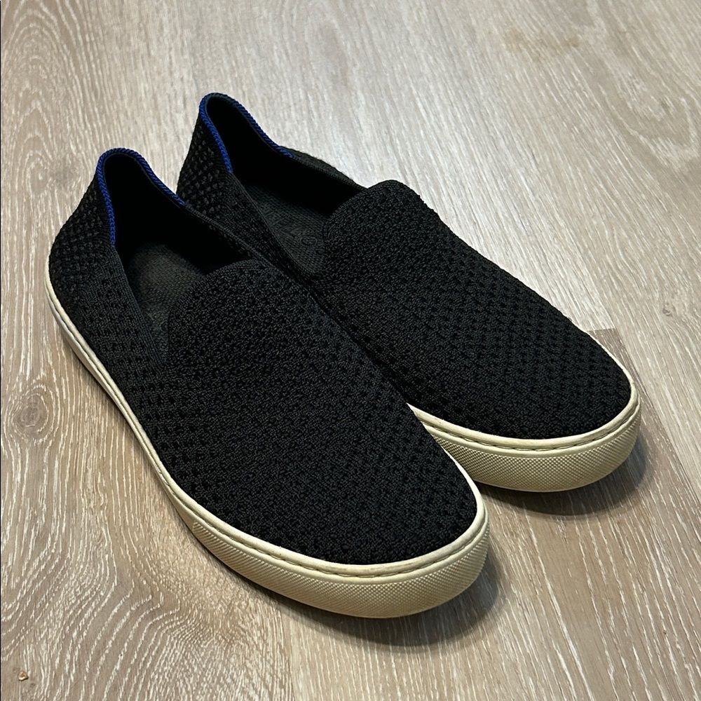 Rothy's The Original Slip-On Sneakers in Black Honeycomb Sz 9